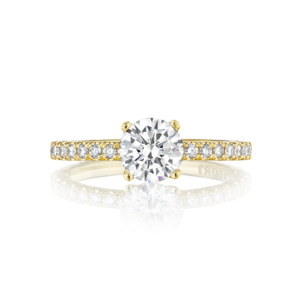Tacori 18k Yellow Gold Petite Crescent Round Diamond Engagement Ring Setting   (0.34 CTW)