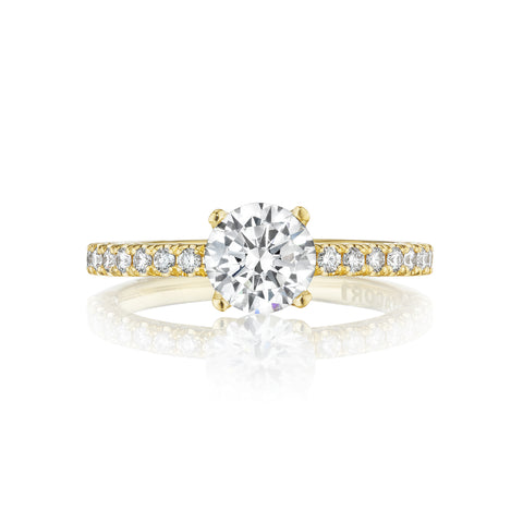 Tacori 18k Yellow Gold Petite Crescent Round Diamond Engagement Ring Setting   (0.34 CTW)