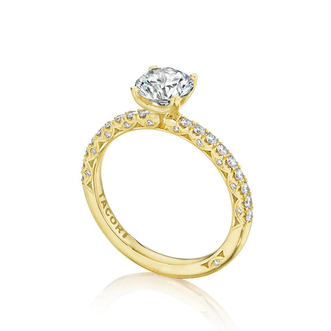 Tacori 18k Yellow Gold Petite Crescent Round Diamond Engagement Ring Setting   (0.34 CTW)