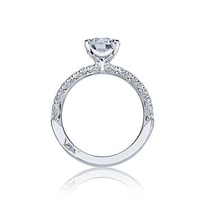 Tacori 18k White Gold Petite Crescent Round Diamond Engagement Ring (0.34 CTW)