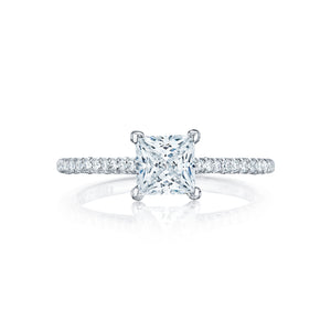 Tacori 18k White Gold Petite Crescent Princess Diamond Engagement Ring (0.25 CTW)