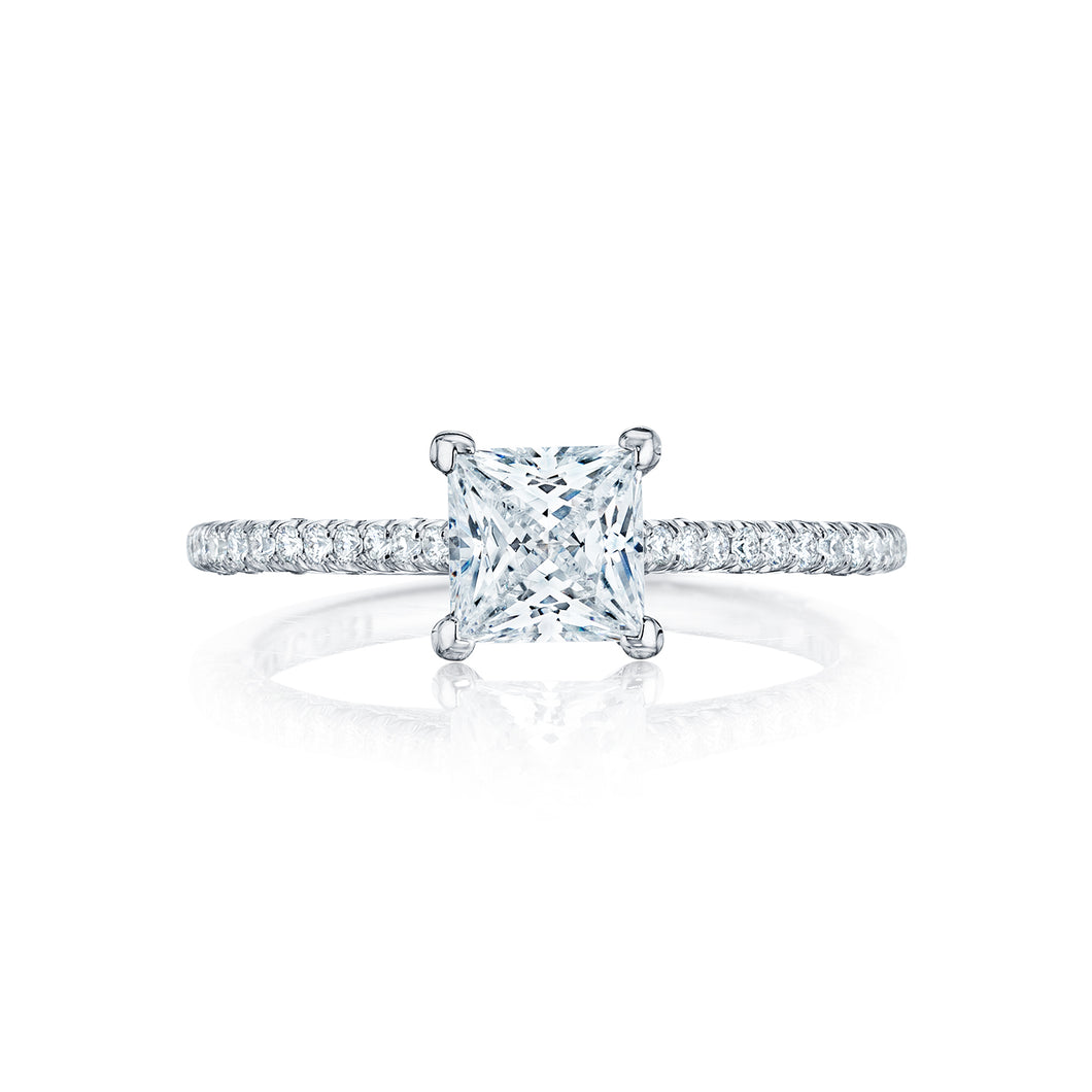 Tacori 18k White Gold Petite Crescent Princess Diamond Engagement Ring (0.25 CTW)