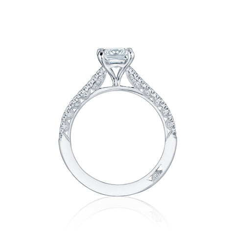 Tacori 18k White Gold Petite Crescent Princess Diamond Engagement Ring Setting (0.25 CTW)