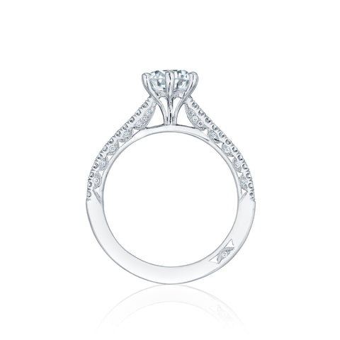 Tacori 18k White Gold Petite Crescent Round Diamond Engagement Ring Setting (0.25 CTW)