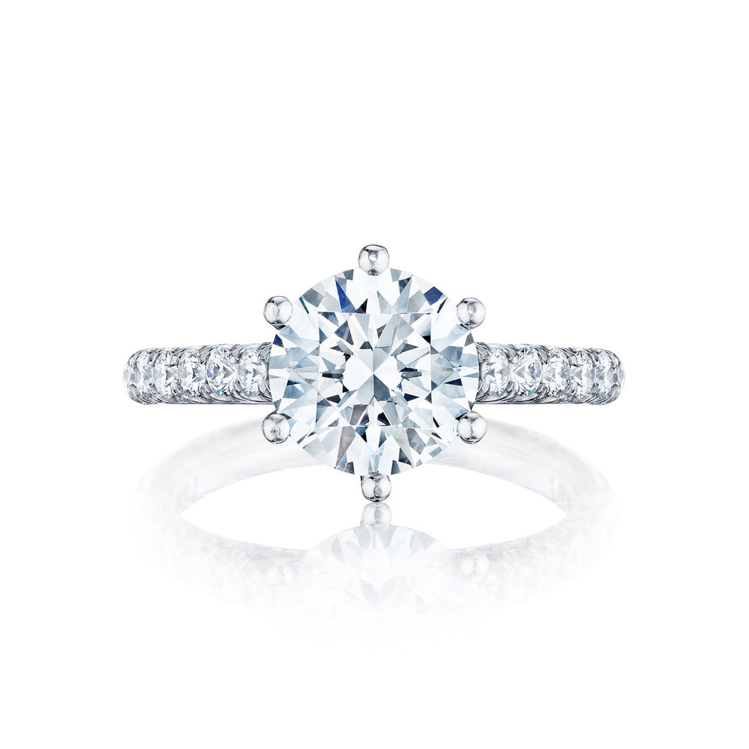 Tacori 18k White Gold Petite Crescent Round Diamond Engagement Ring (0.67 CTW)