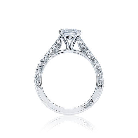 Tacori 18k White Gold Petite Crescent Princess Diamond Engagement Ring Setting (0.43 CTW)