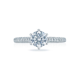 Tacori 18k White Gold Petite Crescent Round Diamond Engagement Ring (0.43 CTW)