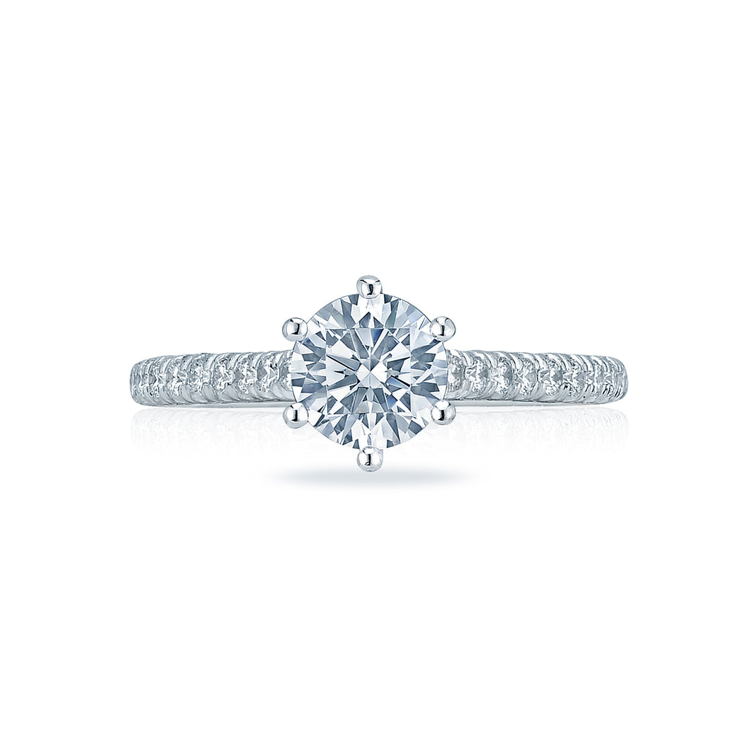Tacori 18k White Gold Petite Crescent Round Diamond Engagement Ring (0.43 CTW)