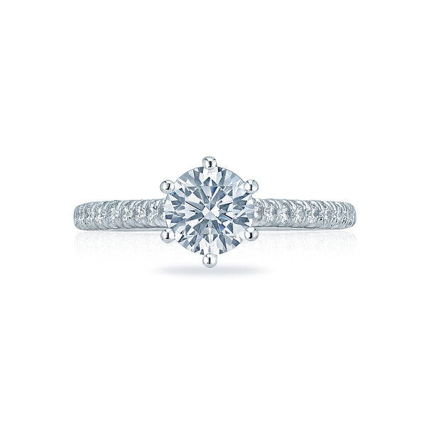 Tacori 18k White Gold Petite Crescent Round Diamond Engagement Ring Setting (0.43 CTW)