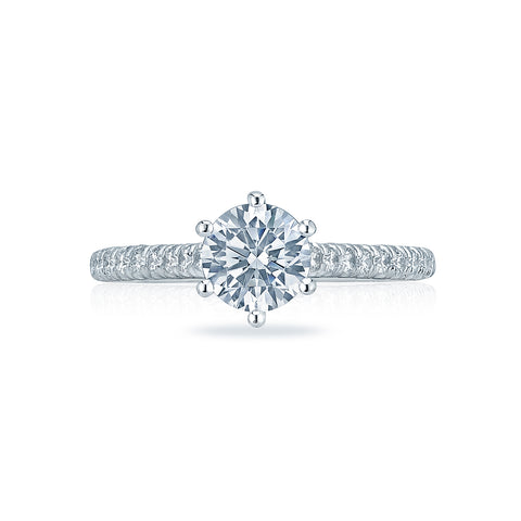 Tacori 18k White Gold Petite Crescent Round Diamond Engagement Ring Setting (0.43 CTW)