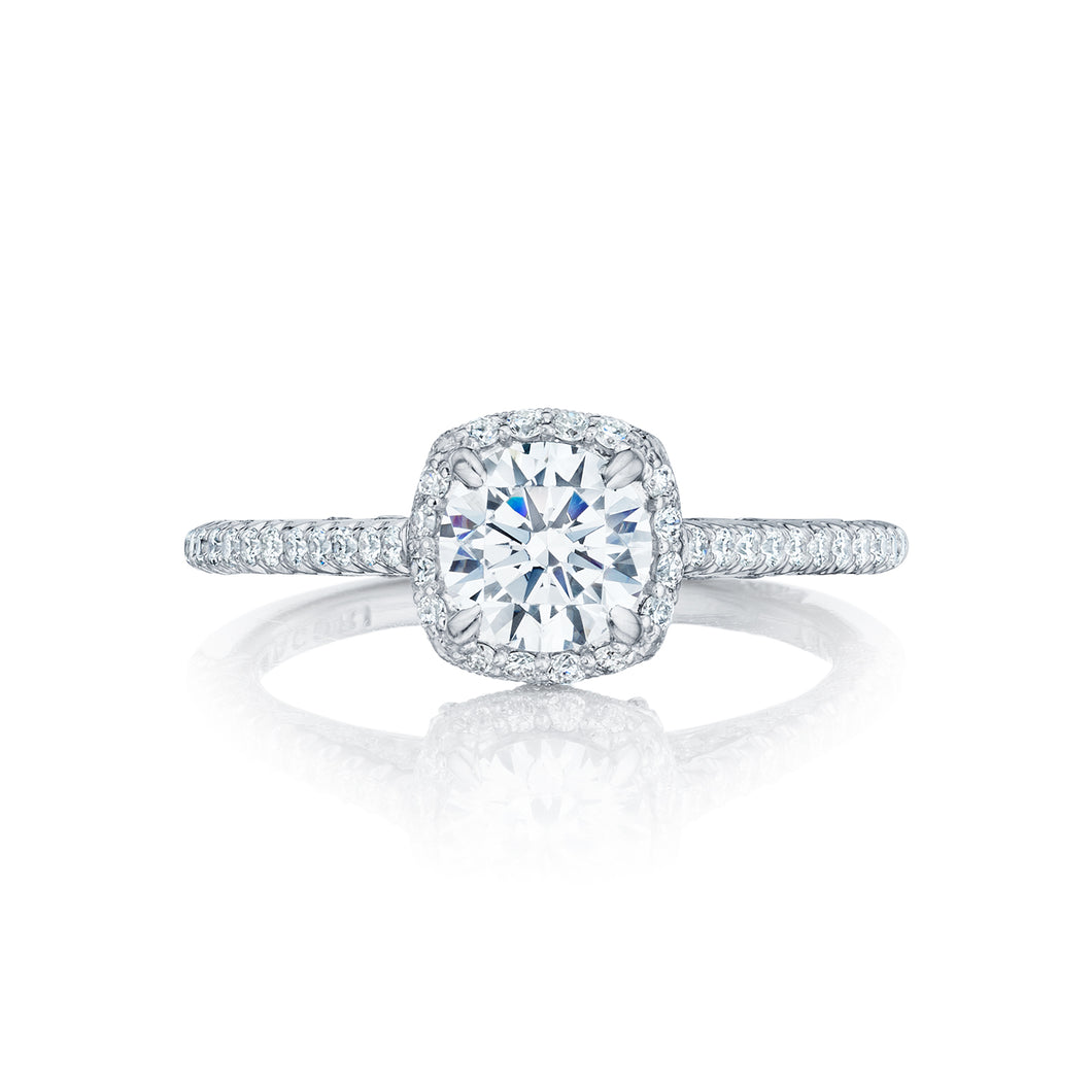 Tacori 18k White Gold Petite Crescent Round Diamond Engagement Ring (0.37 CTW)