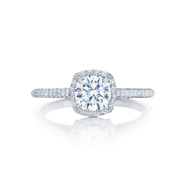 Tacori 18k White Gold Petite Crescent Round Diamond Engagement Ring Setting (0.37 CTW)