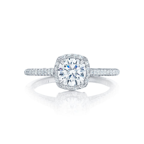 Tacori 18k White Gold Petite Crescent Round Diamond Engagement Ring Setting (0.37 CTW)