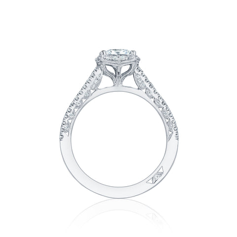 Tacori 18k White Gold Petite Crescent Princess Diamond Engagement Ring Setting (0.33 CTW)