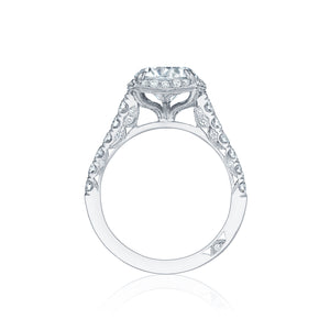 Tacori 18k White Gold Petite Crescent Round Diamond Engagement Ring (0.78 CTW)