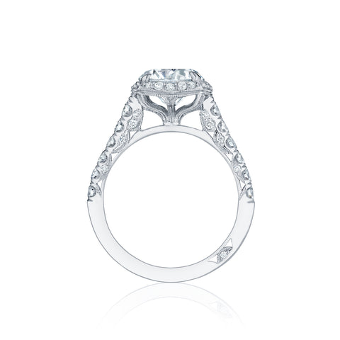 Tacori 18k White Gold Petite Crescent Round Diamond Engagement Ring Setting (0.78 CTW)