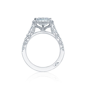 Tacori 18k White Gold Petite Crescent Princess Diamond Engagement Ring (0.74 CTW)