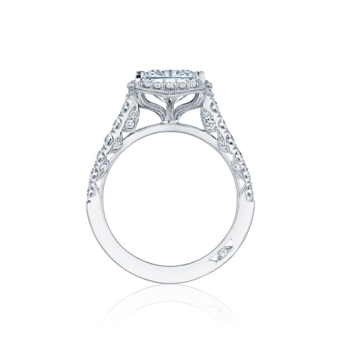 Tacori 18k White Gold Petite Crescent Princess Diamond Engagement Ring Setting (0.74 CTW)