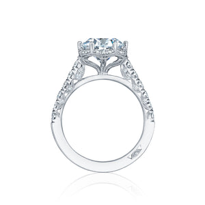 Tacori 18k White Gold Petite Crescent Round Diamond Engagement Ring (0.69 CTW)