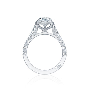 Tacori 18k White Gold Petite Crescent Round Diamond Engagement Ring (0.55 CTW)