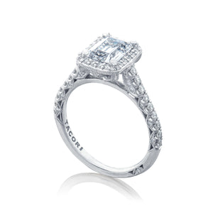 Tacori 18k White Gold Petite Crescent  Engagement Ring Setting (0.55 CTW)