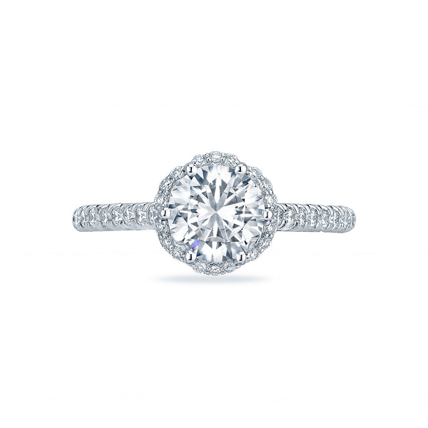 Tacori 18k White Gold Petite Crescent Round Diamond Engagement Ring Setting  (0.5 CTW)