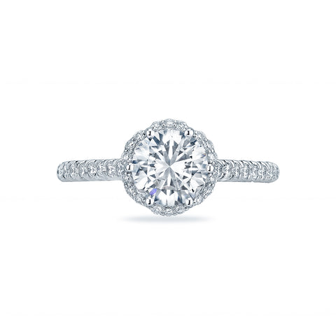 Tacori 18k White Gold Petite Crescent Round Diamond Engagement Ring Setting  (0.5 CTW)