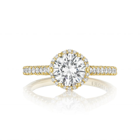 Tacori 18k Yellow Gold Petite Crescent Round Diamond Engagement Ring Setting  (0.5 CTW)