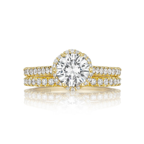 Tacori 18k Yellow Gold Petite Crescent Round Diamond Engagement Ring Setting  (0.5 CTW)