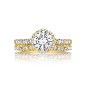 Tacori 18k Yellow Gold Petite Crescent Round Diamond Engagement Ring (0.5 CTW)