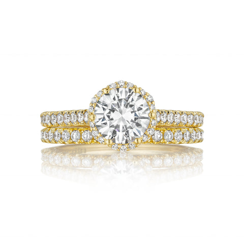 Tacori 18k Yellow Gold Petite Crescent Round Diamond Engagement Ring Setting  (0.5 CTW)