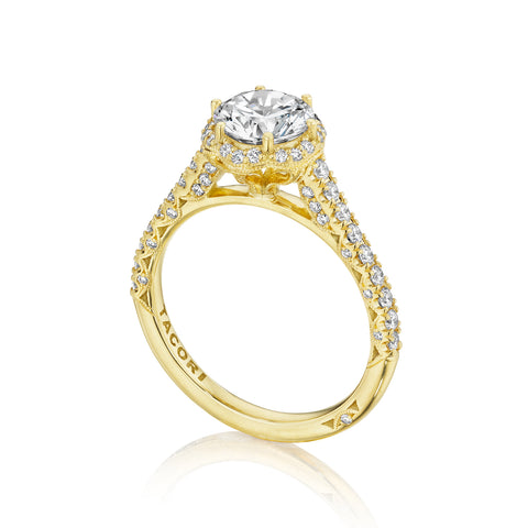 Tacori 18k Yellow Gold Petite Crescent Round Diamond Engagement Ring Setting  (0.5 CTW)