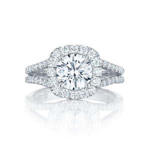 Tacori 18k White Gold Petite Crescent Round Diamond Engagement Ring (0.86 CTW)