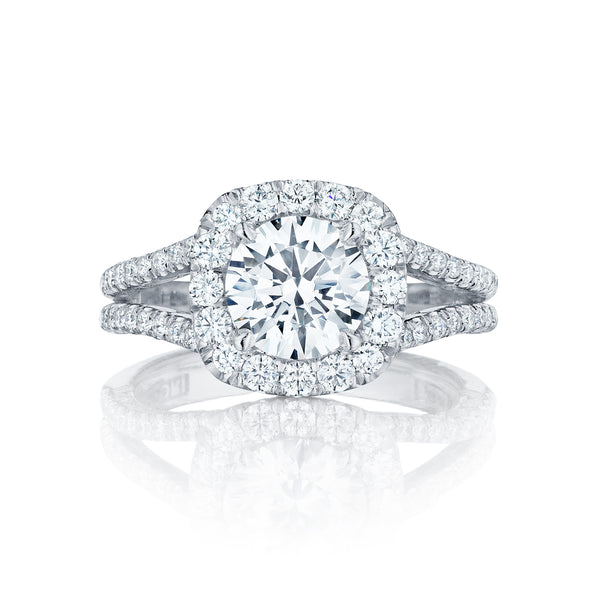 Tacori 18k White Gold Petite Crescent Round Diamond Engagement Ring Setting (0.86 CTW)