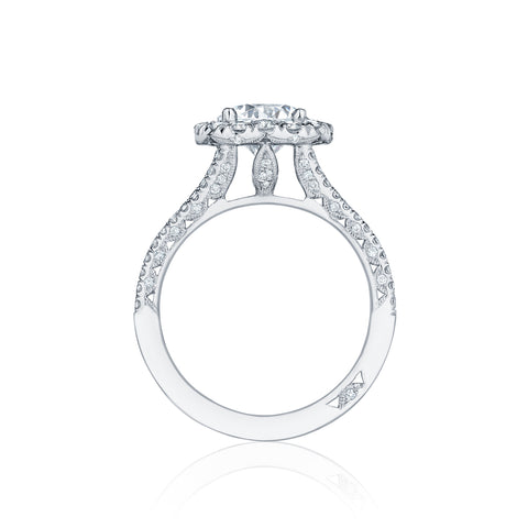 Tacori 18k White Gold Petite Crescent Round Diamond Engagement Ring Setting (0.86 CTW)