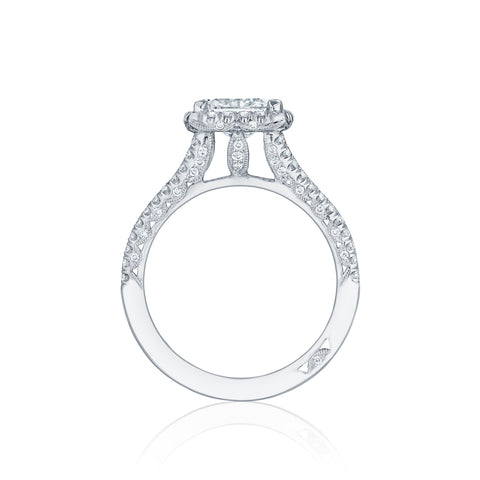 Tacori 18k White Gold Petite Crescent Princess Diamond Engagement Ring Setting (0.62 CTW)