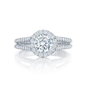 Tacori 18k White Gold Petite Crescent Round Diamond Engagement Ring (0.64 CTW)