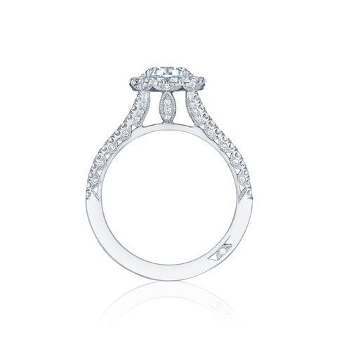 Tacori 18k White Gold Petite Crescent Round Diamond Engagement Ring Setting (0.64 CTW)