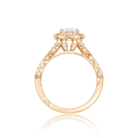 Tacori 18k Rose Gold Petite Crescent Round Diamond Engagement Ring (0.71 CTW)