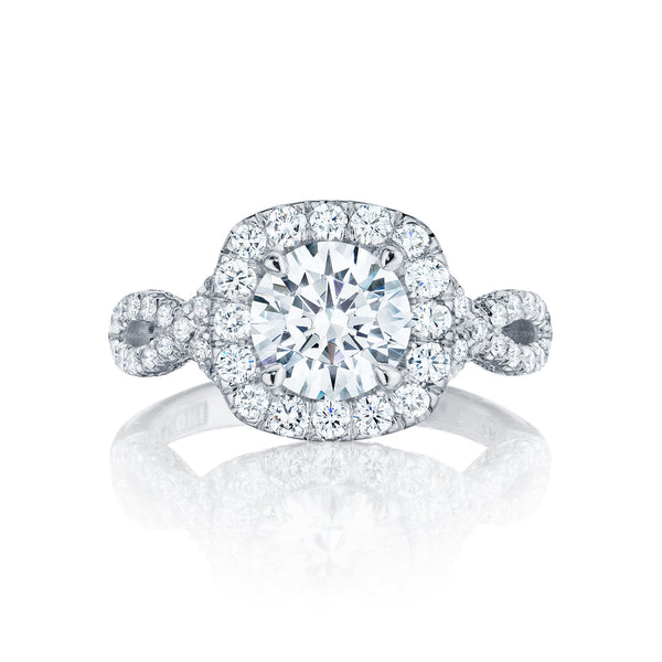 Tacori 18k White Gold Petite Crescent Round Diamond Engagement Ring Setting (0.84 CTW)