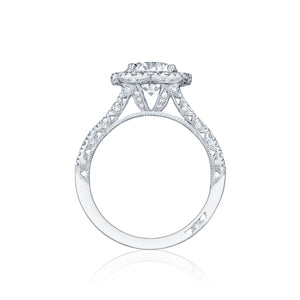 Tacori 18k White Gold Petite Crescent Round Diamond Engagement Ring (0.84 CTW)