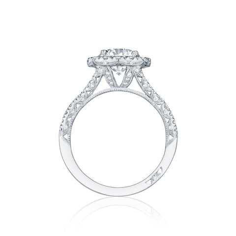 Tacori 18k White Gold Petite Crescent Round Diamond Engagement Ring Setting (0.84 CTW)