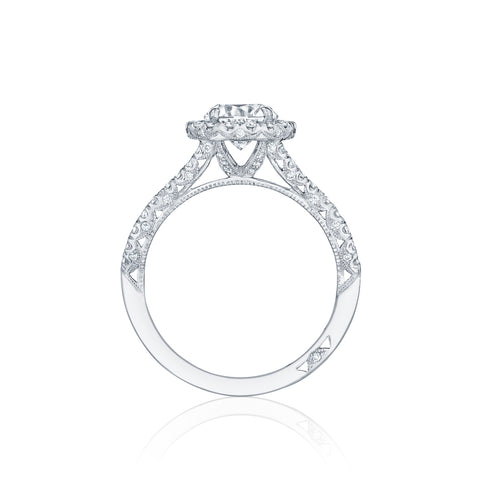 Tacori 18k White Gold Petite Crescent Round Diamond Engagement Ring Setting (0.6 CTW)