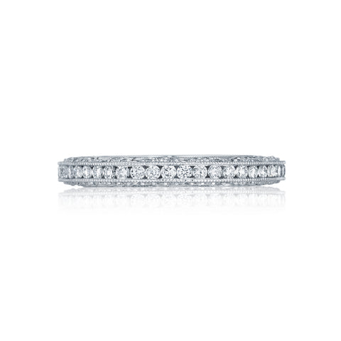 Tacori 18k White Gold Classic Crescent Diamond Wedding Band (0.93 CTW)