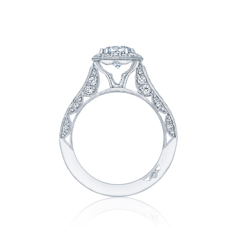 Tacori 18k White Gold Classic Crescent Round Diamond Engagement Ring Setting (0.79 CTW)