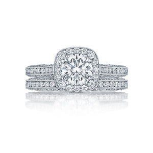 Tacori 18k White Gold Classic Crescent Round Diamond Engagement Ring (0.79 CTW)