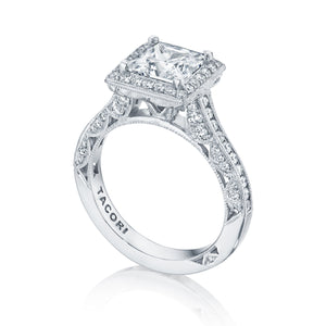 Tacori 18k White Gold Classic Crescent Princess Diamond Engagement Ring (0.81 CTW)
