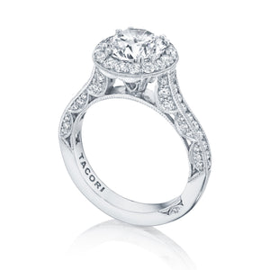 Tacori 18k White Gold Classic Crescent Round Diamond Engagement Ring Setting (0.89 CTW)