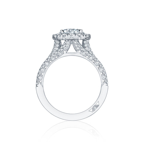 Tacori 18k White Gold Petite Crescent Round Diamond Engagement Ring Setting (1.03 CTW)