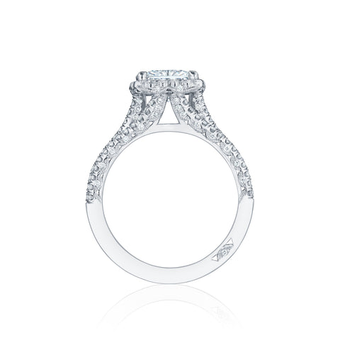 Tacori 18k White Gold Petite Crescent Princess Diamond Engagement Ring Setting (0.78 CTW)